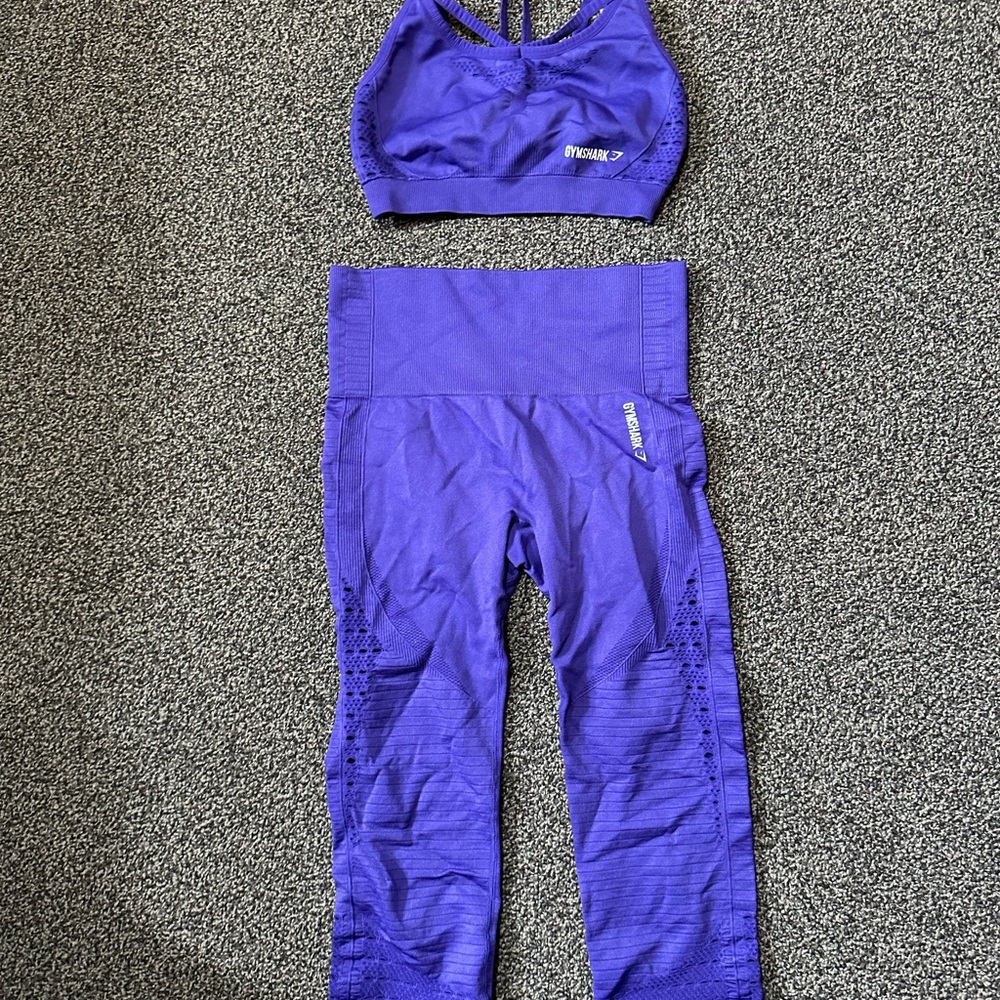 Purple Gymshark Sports Bra and Leggings Set